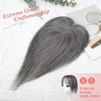 Human Hair Toppers for women 10 Inch Clip in Bangs 100％ Human Hair Toppers for Thinning Hair Cover Hair Pieces with Silk Base-Silver White