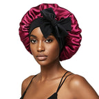 Cross-Border Hat with Two-Tone Adjustable Satin Ribbon, Wide-Brimmed Tie-Knot Headscarf Hat Jdb-527