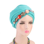 Customized Logo Agate Diamond Necklace Scarf, Balinese Gauze Head Wrap Scarf Hat, Headscarf Hat Wj-21