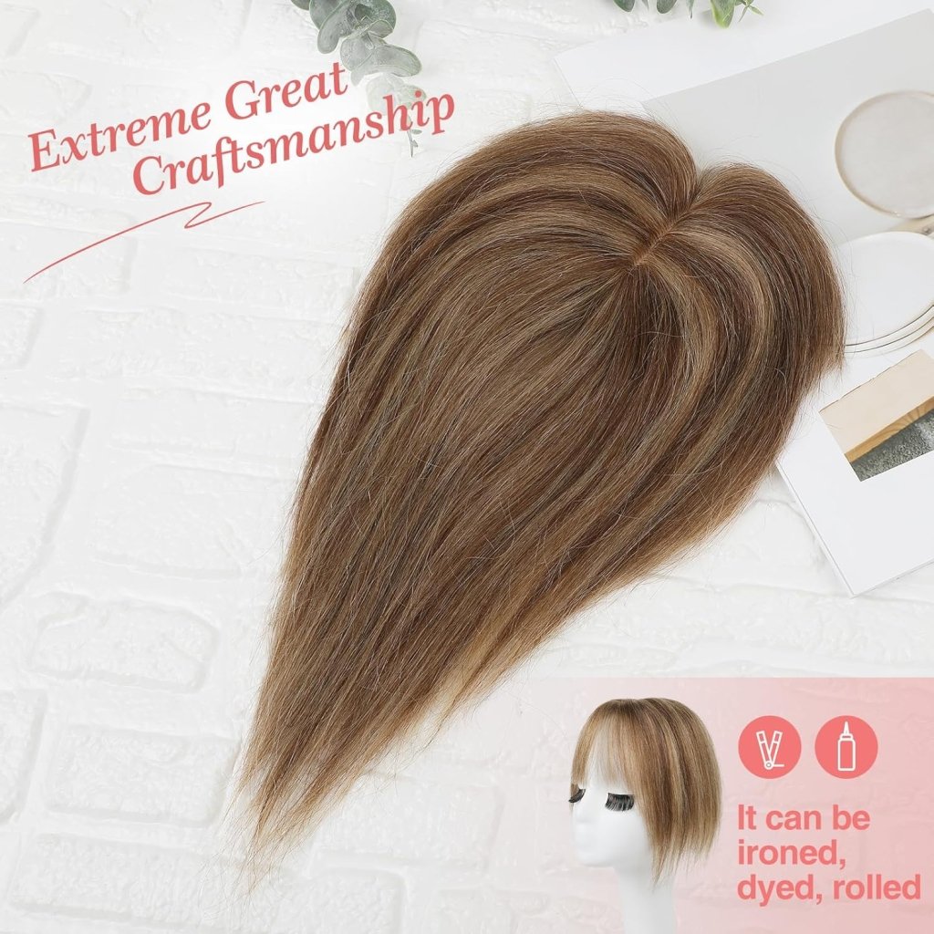 Real Human Hair Toppers for women 10 Inch Clip in Bangs for Thinning Hai Cover Hair Pieces
