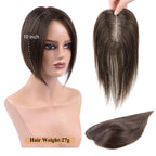 Hair Toppers for Women Real Human Hair Salt and Pepper Grey Human Hair Toppers 10 inch Dark Grey