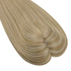 Virgin Clip on Hair Topper Large Base Highlight Blonde Wigs Hair Piece
