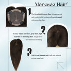 3*5inch Human Hair Topper For Women Invisible Darkest Brown Wigs Hair Piece
