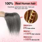 Human Hair Toppers for women 10 Inch Clip in Bangs 100％ Human Hair Toppers for Thinning Hair Cover Hair Pieces with Silk Base-Silver White