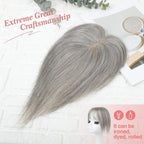 Human Hair Toppers for women 10 Inch Clip in Bangs 100％ Human Hair Toppers for Thinning Hair Cover Hair Pieces with Silk Base-Silver White