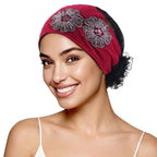 New Cross-Border Floral Hat with Beaded Flower Accessories, Headscarf Hat, Hair Protection Headscarf Hat Jdt-518