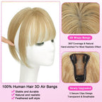 Hair Toppers For Women Real Hair 360° 3D Cover Human Hair Topper Wig with Bangs Hair Pieces