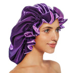 Double Layer Large Lace Nightcap Satin Round Hat Beauty Salon Makeup Hat Chemotherapy Cap