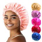 European and American popular double-sided solid color elastic colored nightcap silk beauty makeup cap care cap JDB-454-1