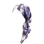Fashionable Printed Ear-Covering Hat, Satin Turban, Tie-Back Chemotherapy Cap, Hair Protection Cap