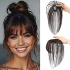 Clip in Bangs 100% Human Hair Toppers 360°3D Hair Pieces Clip On Air Bangs Extensions