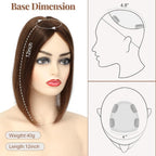 Hair Toppers for Women Real Human Hair 150% Density Clip In Topper Hairpieces 10 × 12CM Swiss Base Wiglet Top Hair Pieces for Women with Thinning Hair（12Inch,1B#）