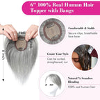 Human Hair wigs Pieces 6 Inch Hair Toppers Top Hair Extensions