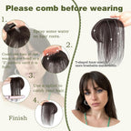 Clip in Bangs 100% Human Hair Toppers 360°3D Hair Pieces Clip On Air Bangs Extensions