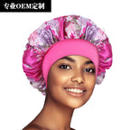 Amoeba wide-brimmed elastic hair band nightcap satin round CAP Beauty hair cap shower cap satin bonnet