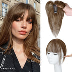 Clip in Bangs 100% Human Hair Toppers 360°3D Hair Pieces Clip On Air Bangs Extensions