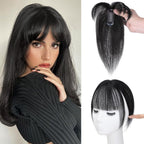 Clip in Bangs 100% Human Hair Toppers 360°3D Hair Pieces Clip On Air Bangs Extensions