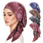 New Cross-Border Supply of Elastic Printed Ribbon Headscarf Hats, Head Wraps, Base Hats, Chemotherapy Hats
