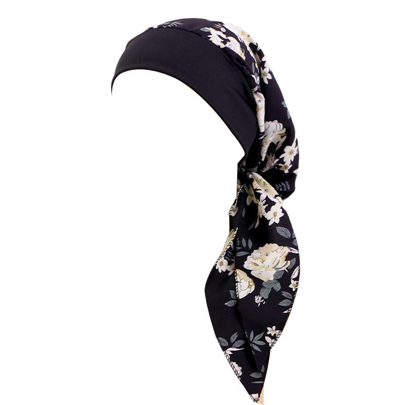 Ethnic Style Tie Tape Cap Elastic Wide Ribbon Baotou Cap Chemotherapy Cap Household Cap JDT-329C