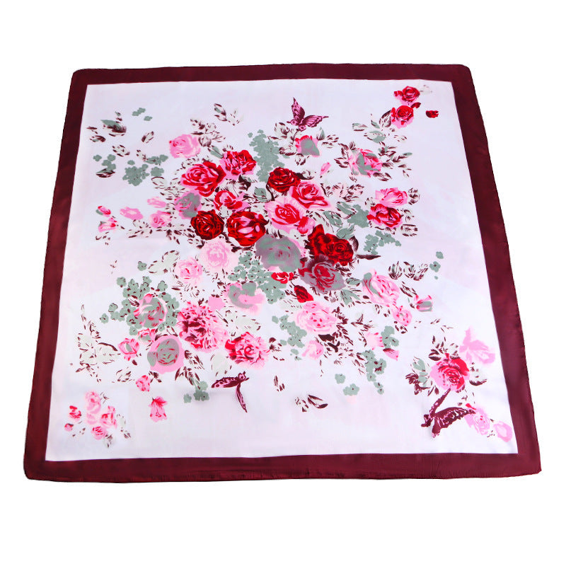 Amazon Women's Satin Square Scarf Imitation Silk Printed Head Scarf Silk Scarf Turban Hat Jdwj-28A