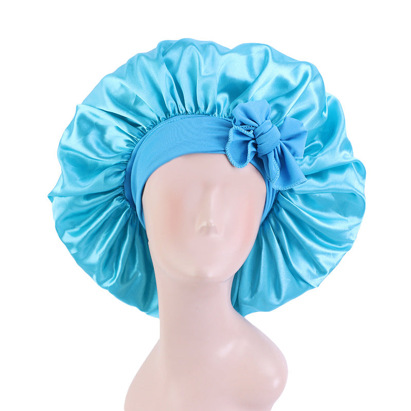 Oversized round hat elastic wide-brimmed ribbon colored nightcap headscarf hat cross-border e-commerce supply TJM-301-3