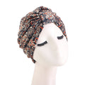 Cross border amoeboid printed knotted cap, double-layer color Ding lining, head covering cap, headscarf cap, chemotherapy cap TJM-410