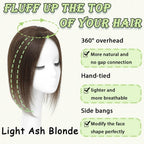 Hair Toppers for Women Real Human Hair 360° No Bangs Upgrade Lace Base Human Hair Toppers