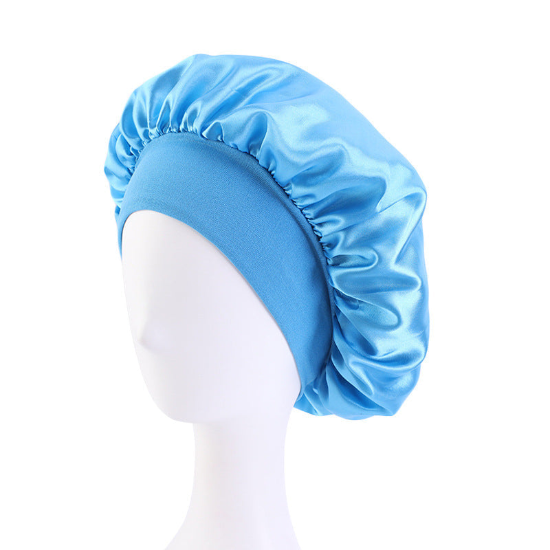 Satin Nightcap Wide-brimmed Hair Band Round Hat Tape Hat Beauty Salon Home Hat TJM-301