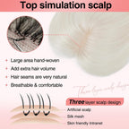 Human Hair Toppers for women 10 Inch Clip in Bangs 100％ Human Hair Toppers for Thinning Hair Cover Hair Pieces with Silk Base-Silver White