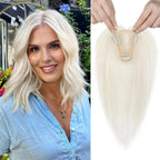 Real Human Hair Topper 10 inch Women Hair Toppers for Thinning Hair Light Grey Wigs
