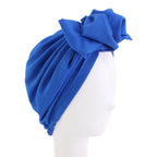 Europe and the United States popular pleated flower turban hat adult solid color bow dish flower wrap hat hair care cap JDT-52