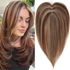 Hair Toppers for Women Real Human Hair 360° No Bangs Upgrade Lace Base Human Hair Toppers