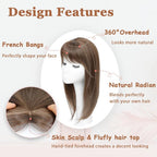 Hair Topper with Bangs Hair Clip 360° 3D Cover Fluffy Wigs Hair Piece with Thinning Hair