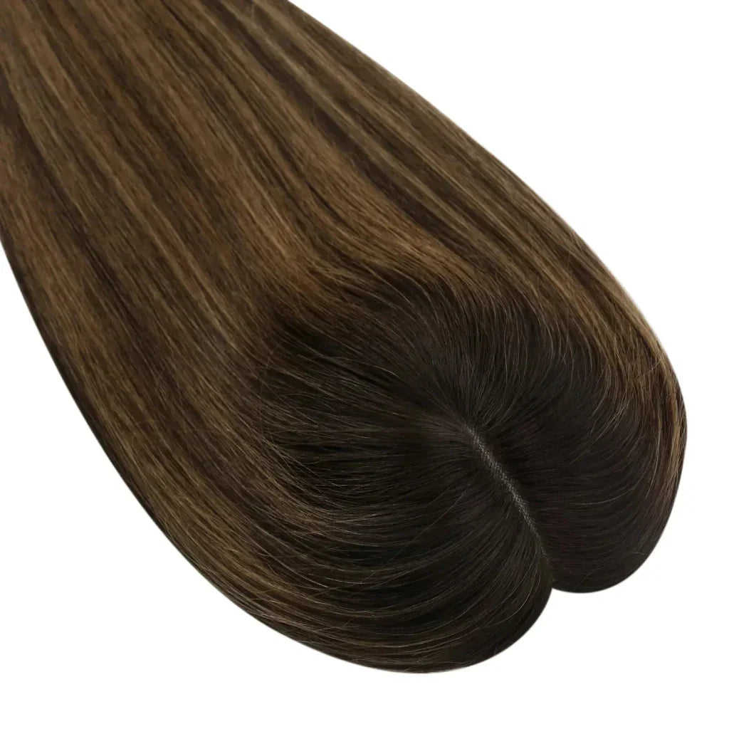 Women Hair Topper 6*7inch Large Base Hair Piece Balayage Brown