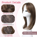 Short Layered Hair Topper with Bangs for Women with Thinning Hair 14 Inch 100% Human Hair Wigs Piece