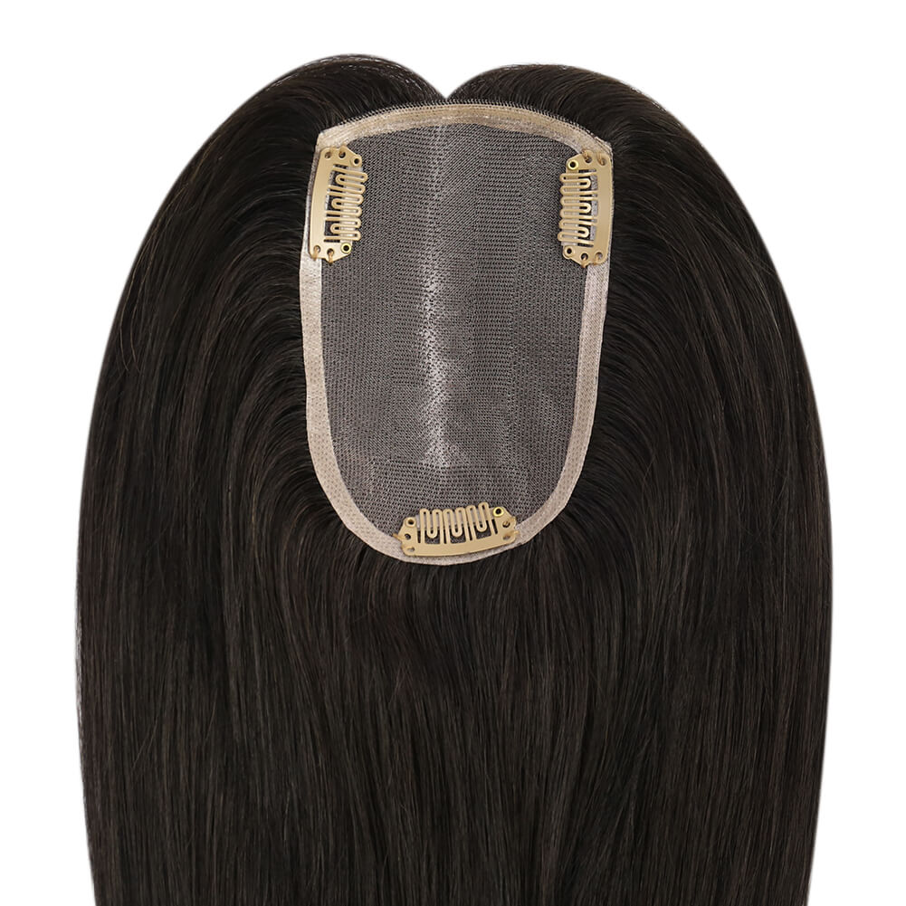 3*5inch Mono Hair Topper Remy Human Hair Natural Black (#1B) Wigs Hair Piece