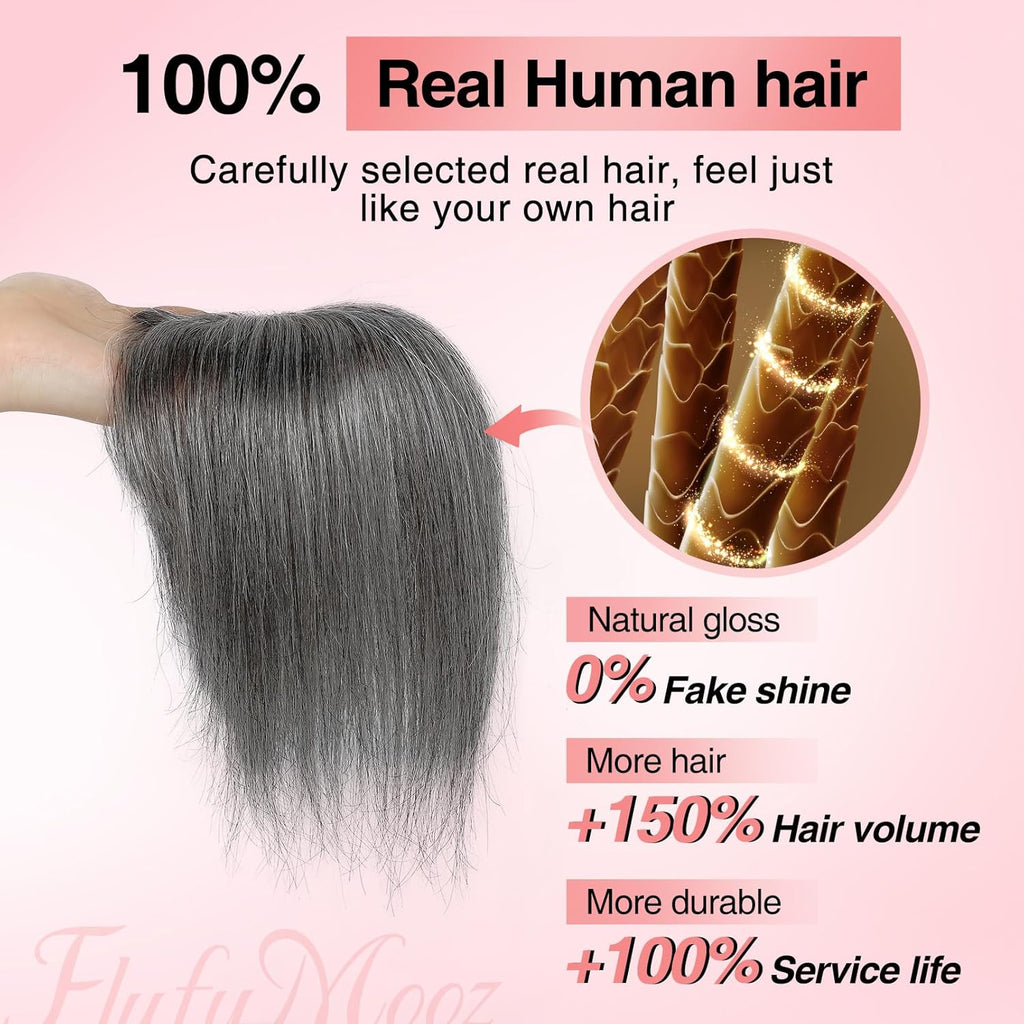 Real Human Hair Toppers for women 10 Inch Clip in Bangs for Thinning Hai Cover Hair Pieces