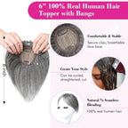 Human Hair wigs Pieces 6 Inch Hair Toppers Top Hair Extensions