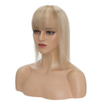 Human Hair Toppers For Women 100% Remy Topper With/Without Bangs 13*15CM Silk Base Clip In Topper 14inch - Blonde