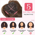 Short Layered Hair Topper with Bangs for Women with Thinning Hair 14 Inch 100% Human Hair Wigs Piece