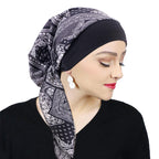 Ethnic Style Tie Tape Cap Elastic Wide Ribbon Baotou Cap Chemotherapy Cap Household Cap JDT-329C