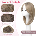 Short Layered Hair Topper with Bangs for Women with Thinning Hair 14 Inch 100% Human Hair Wigs Piece