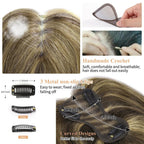 Hair Toppers for Women Real Human Hair Salt and Pepper Grey Human Hair Toppers 10 inch Dark Grey