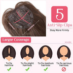 Short Layered Hair Topper with Bangs for Women with Thinning Hair 14 Inch 100% Human Hair Wigs Piece