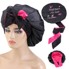 Custom Printed Logo Satin Nightcap Elastic Strap Turban Cap Beauty Hair Care Cap