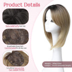 Short Layered Hair Topper with Bangs for Women with Thinning Hair 14 Inch 100% Human Hair Wigs Piece