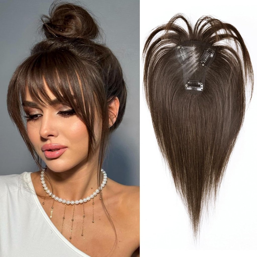 Hair Toppers for Women Real Human Hair Bangs Hair Clip French Fake Clip in Bangs Hair Pieces