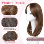 Short Layered Hair Topper with Bangs for Women with Thinning Hair 14 Inch 100% Human Hair Wigs Piece