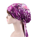 Cross-border source satin printed turban women's bandage turban hat pastoral style streamer braid hat TJM-226