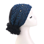 Cross-Border New Breathable Lace Pearl Hat, Floral Turban Hat, Head Wrap Hat, Hair Care Hat Jdt-502